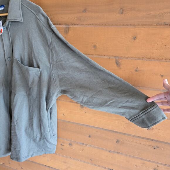 Old Navy Fleece Tunic Shacket Button Down NWT Stone Wall Green 4X Top Shirt - Picture 4 of 5